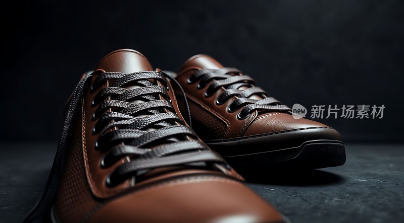 新片场素材棕色皮鞋特写