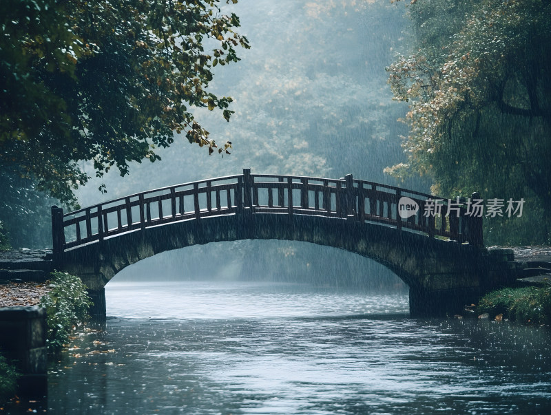 雨中石桥