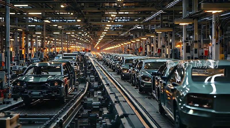 现代工厂生产线上的汽车装配线
