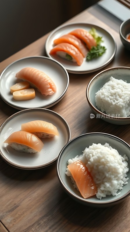 三文鱼寿司配米饭
