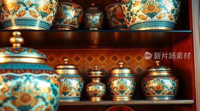 精美瓷器展示色彩斑斓细节精致