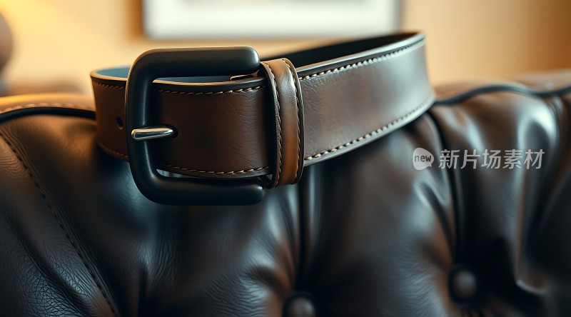 黑色皮带与皮质沙发