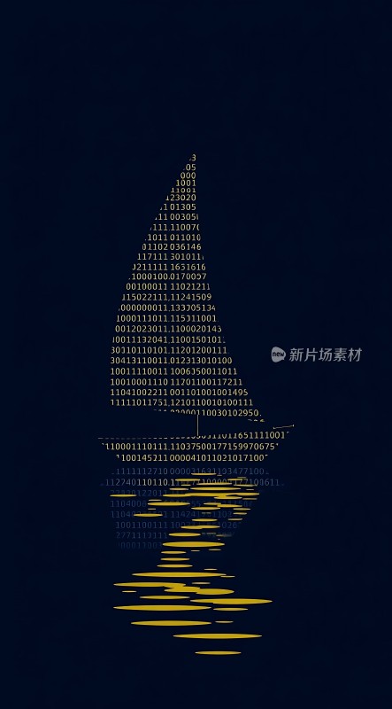 二进制代码构成的金色箭头