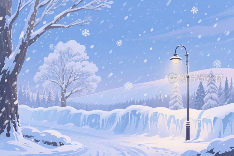 冬日雪景街灯风景