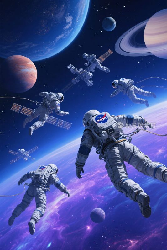 太空宇航员太空行走场景