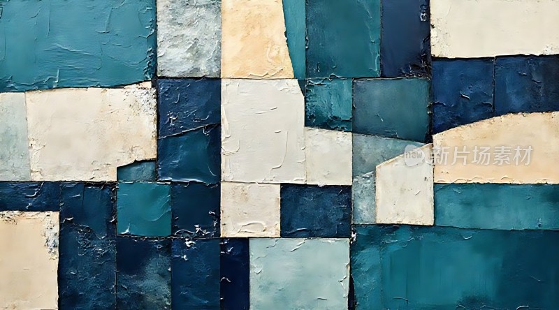 蓝色调拼接艺术