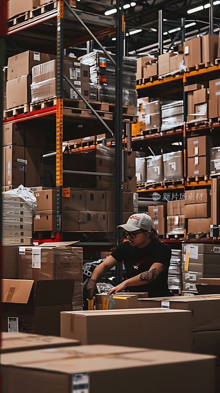仓库里的忙碌工人