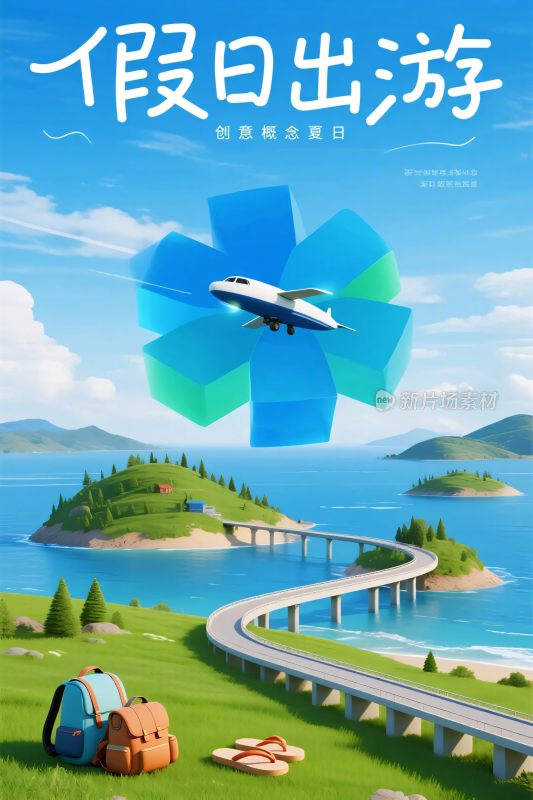 假日出游插画宣传图