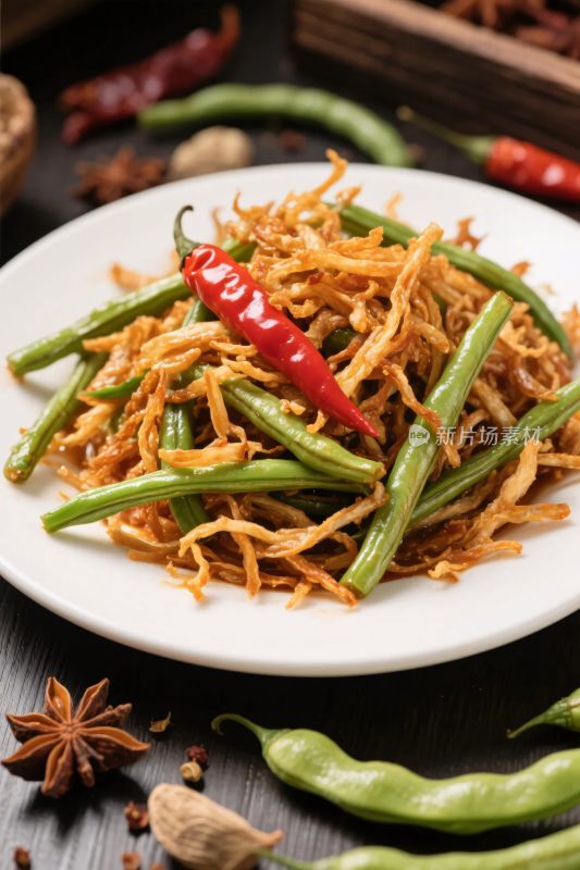 特色家常菜炒豆角辣椒