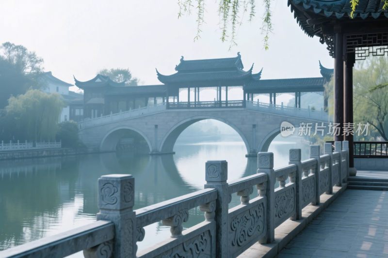 古桥山水风景图