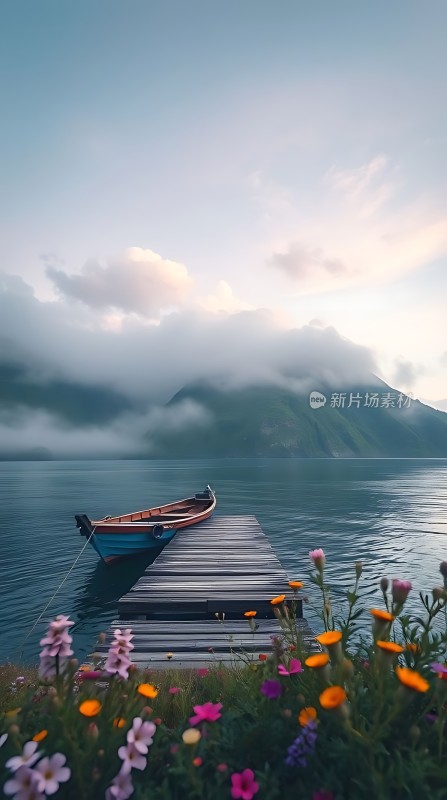 湖畔花语静谧时光