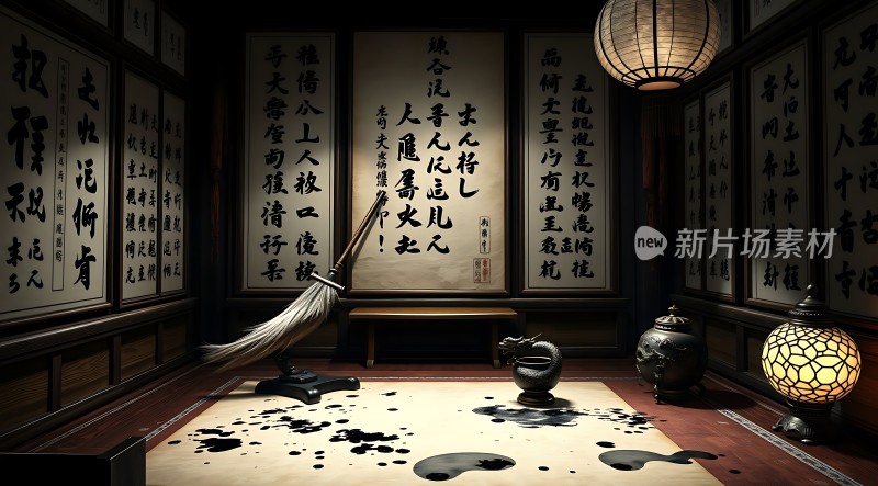 古风书法教室笔墨纸砚俱全展现传统文化魅力