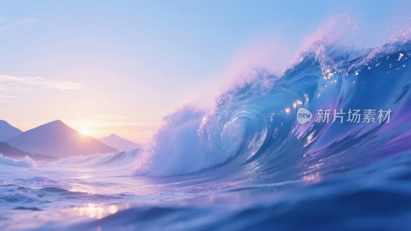 绚丽海浪与日出景象