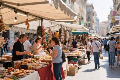 街头集市热闹场景