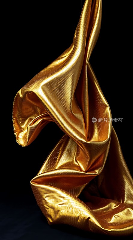 金色绸缎优雅飘动