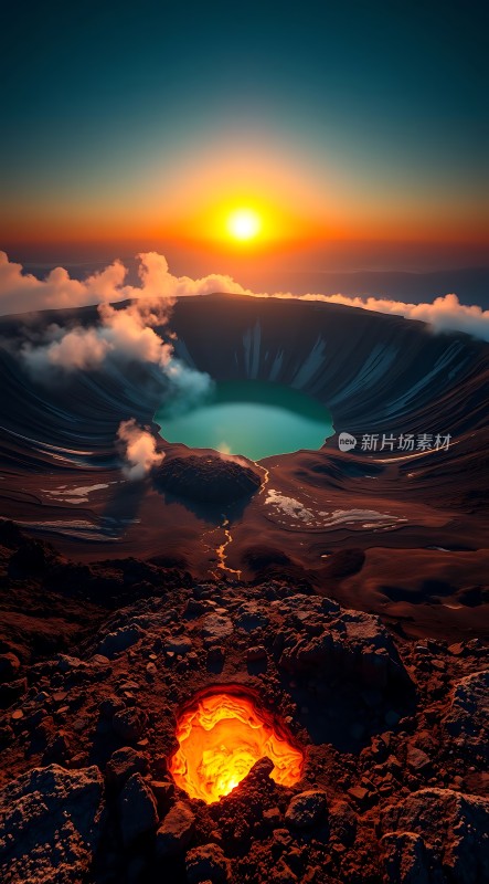 火山口日落奇观