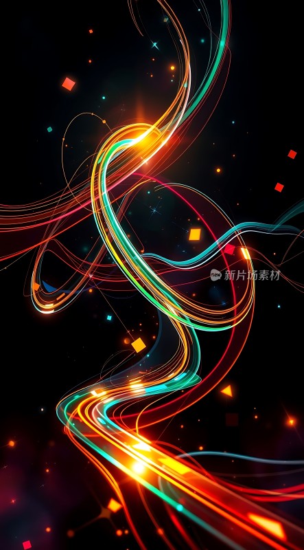 彩色光带交织的炫目视觉效果