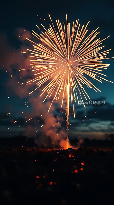 夜空烟花绽放光芒四射璀璨夺目