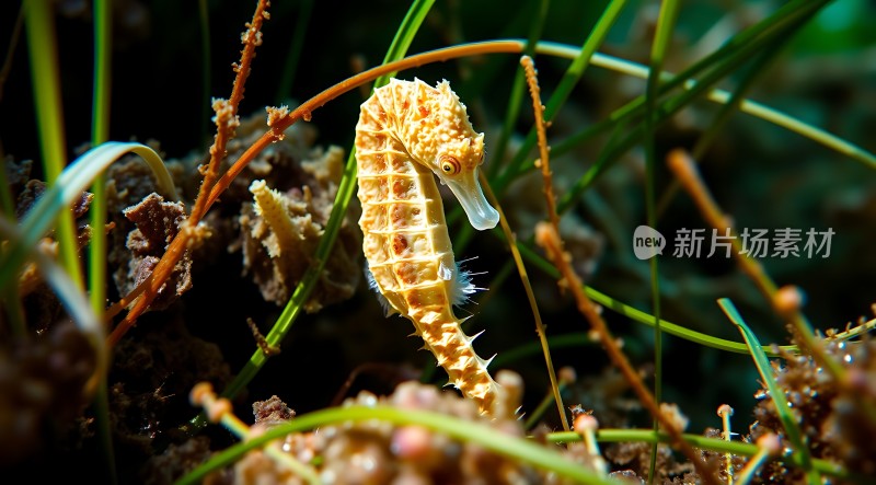 海草丛中探出头的小海马
