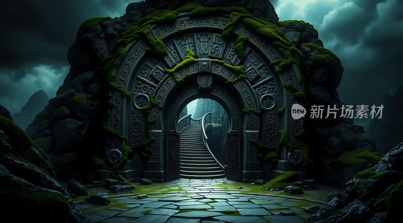 神秘古门通往未知世界的阶梯