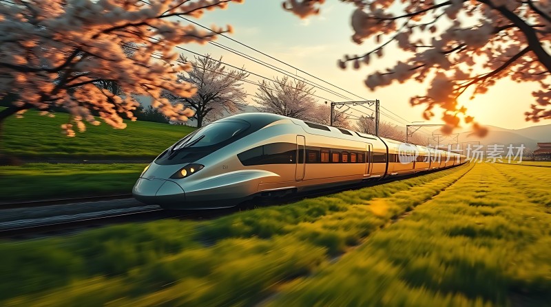 高铁穿行花海间