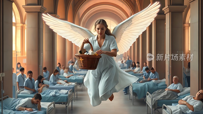 天使般的护士在病房中关怀病人