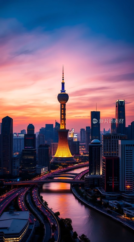 东方明珠与城市夜景