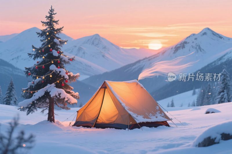 雪地露营帐篷场景