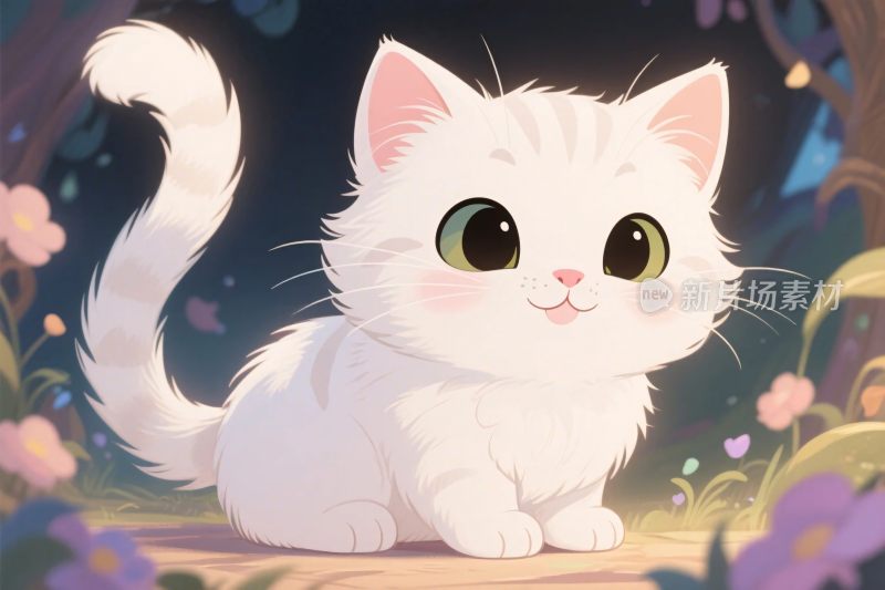 可爱小白猫插画