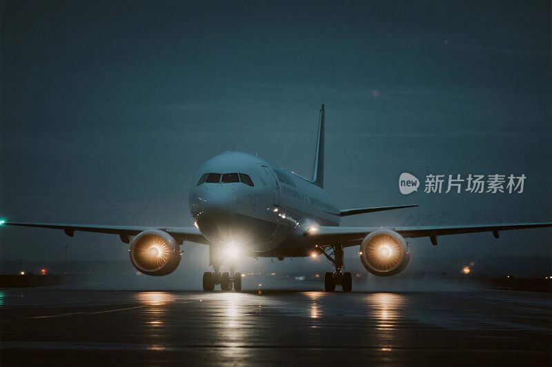 夜间飞机跑道场景