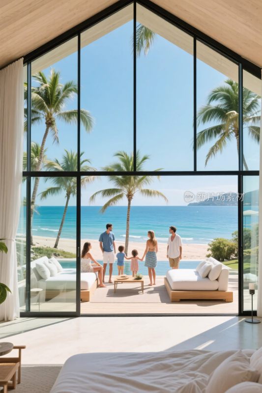 海滨度假屋家庭出游场景