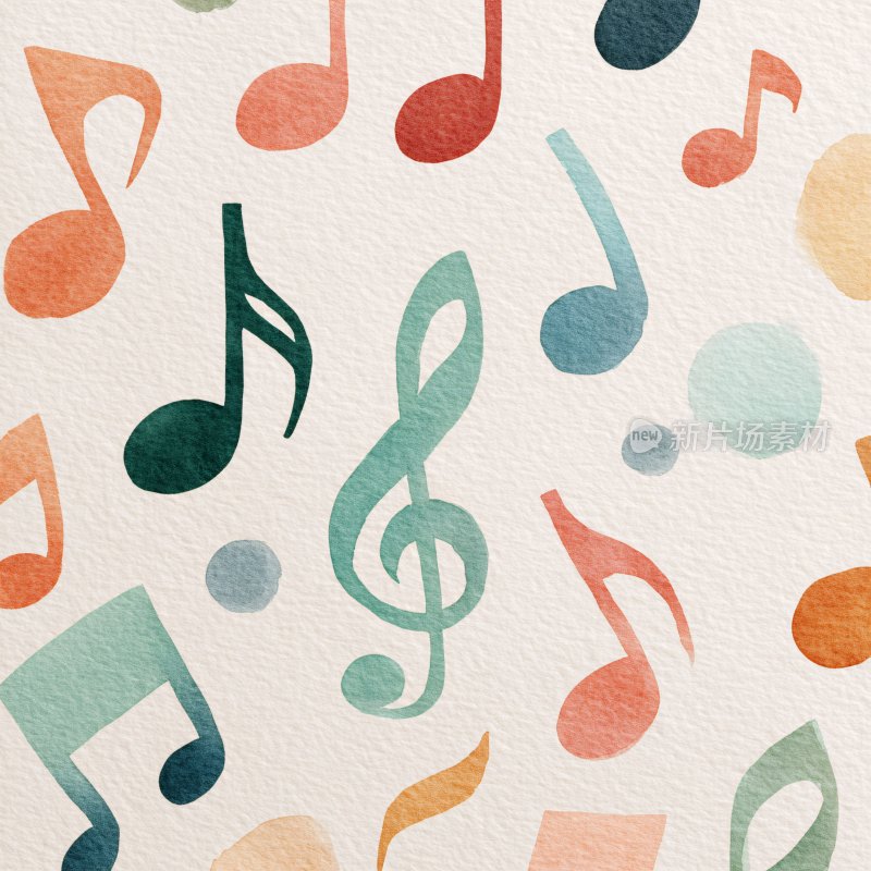 多彩音乐音符插画背景