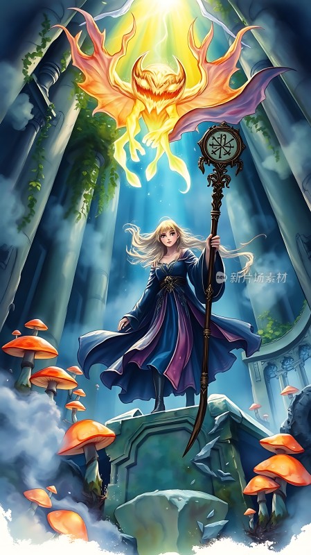 魔法女巫与火焰恶魔