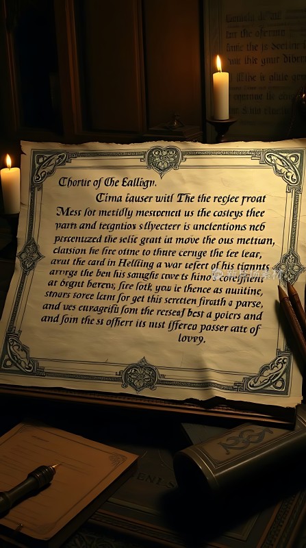 古卷秘文烛光下的神秘文件