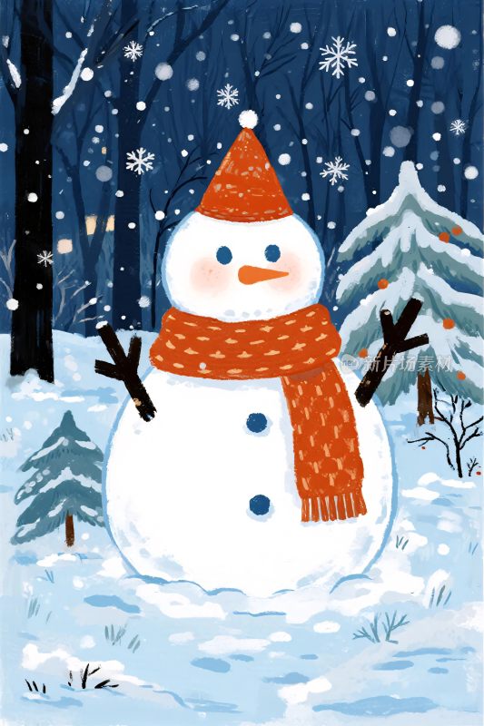 雪人冬日插画