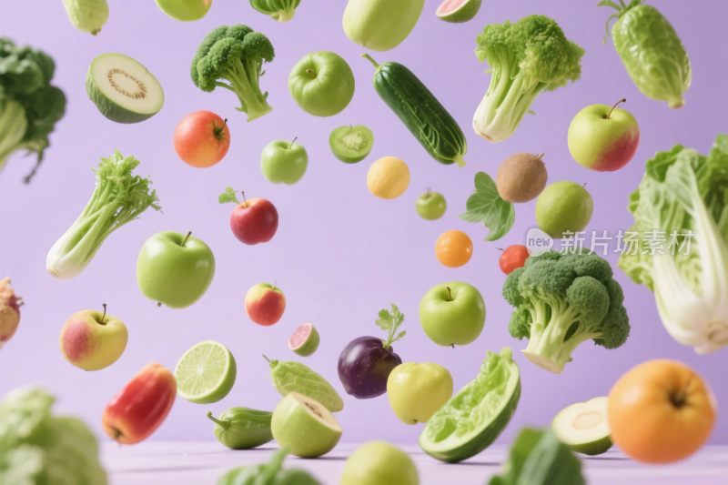 多彩果蔬漂浮插画