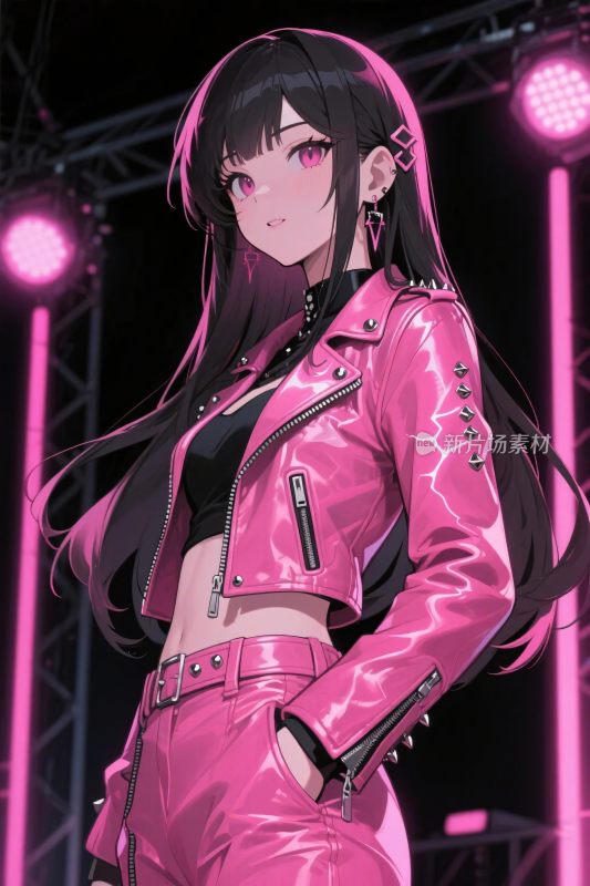 粉色皮衣动漫角色