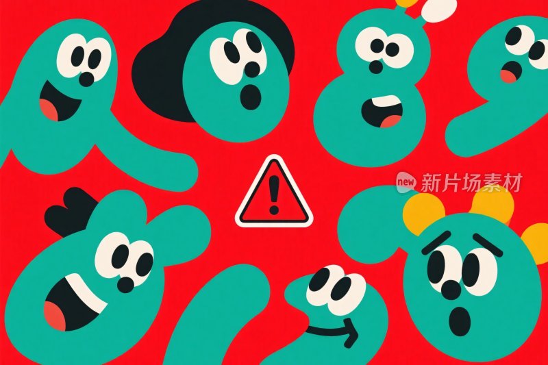 卡通角色警示插画