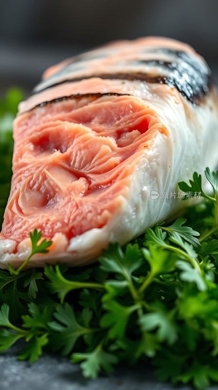 鲜嫩三文鱼配香菜