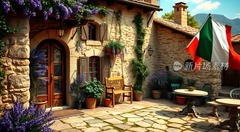 阳光下的意大利风情小院