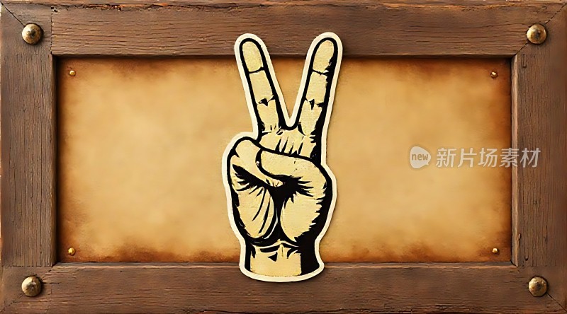 和平手势木框海报