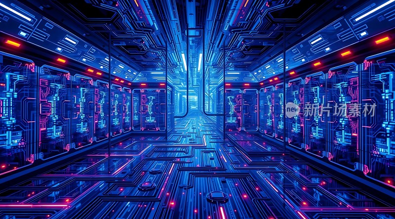 科技走廊未来主义的数据通道