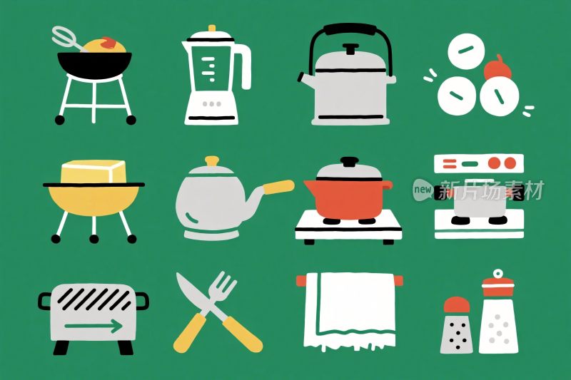 厨房工具插画集合