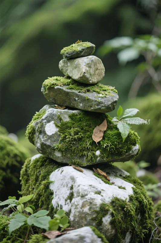 自然石堆禅意石景