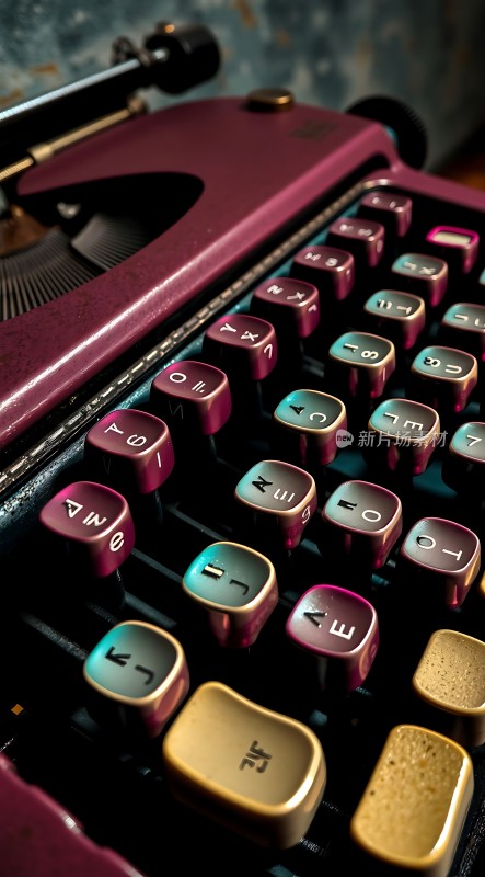 复古打字机键盘特写