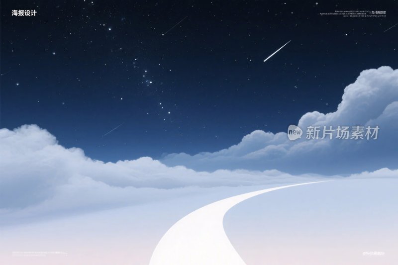 梦幻星空云朵插画