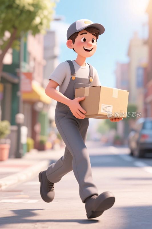 快递小哥卡通插画