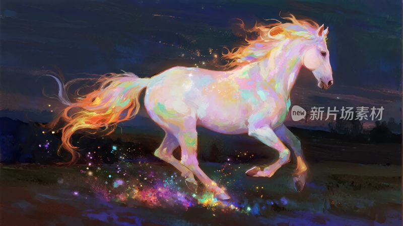 梦幻奔跑的发光独角兽