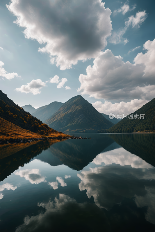 大片水域山脉高清风景图片