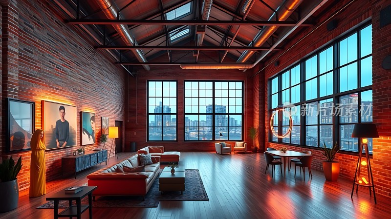 现代工业风大宅红砖绿窗温馨雅致